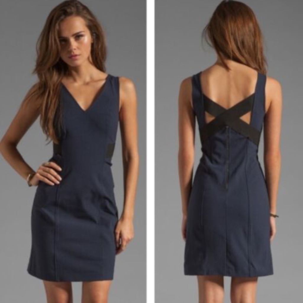 Theory 'Quanda' Nylon Bistretch Dress In Navy (Size 0)